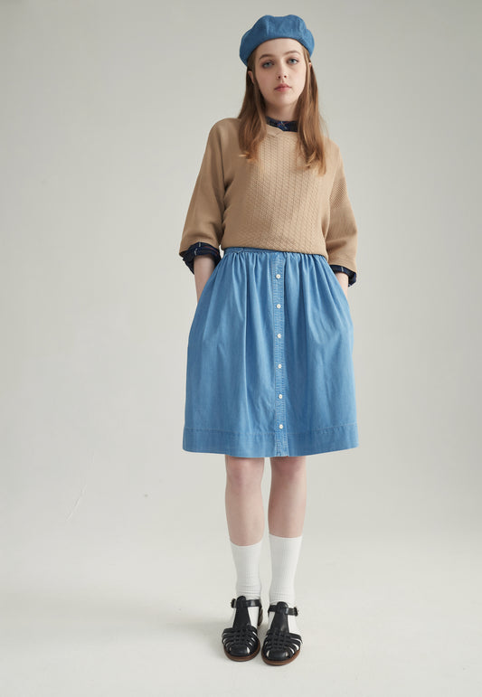 Stellblu Women Denim mini skirt with stretch waistband